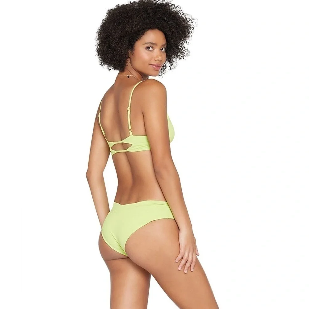 L*SPACE Ribbed Pratt Bikini Bottom In Mojito